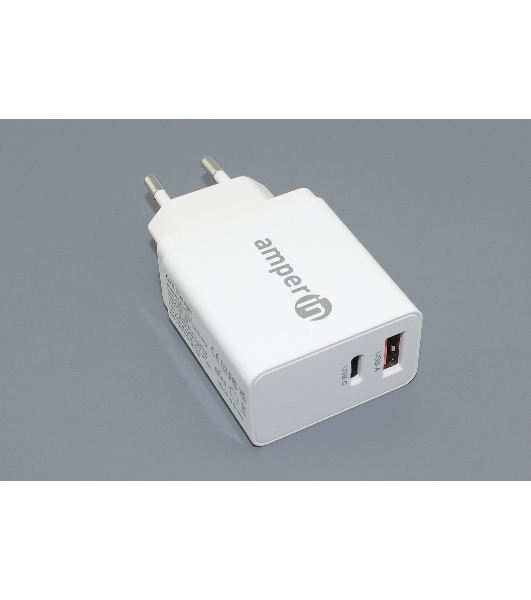 Блок питания (сетевой адаптер) Amperin USB-А, USB-C (YDS-TC045-011) 45W, белый