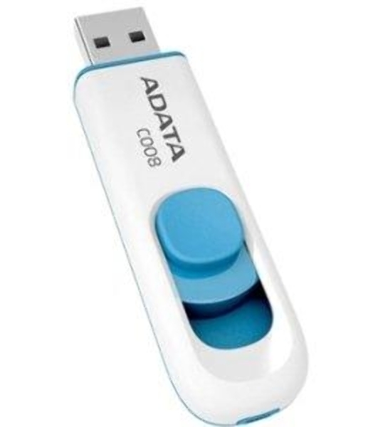 Флешка USB ADATA C008 (AC008-32G-RWE), 32Gb, USB 2.0, R/W 15/5, белый/синий