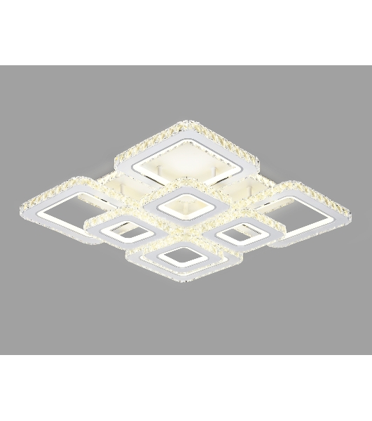 Управляемый светодиодный светильник Ambrella light FA1737/4+4 WH/CH белый/хром 215W 3000K/4200K/6400K 720*720*120 (ПДУ РАДИО 2.4G)
