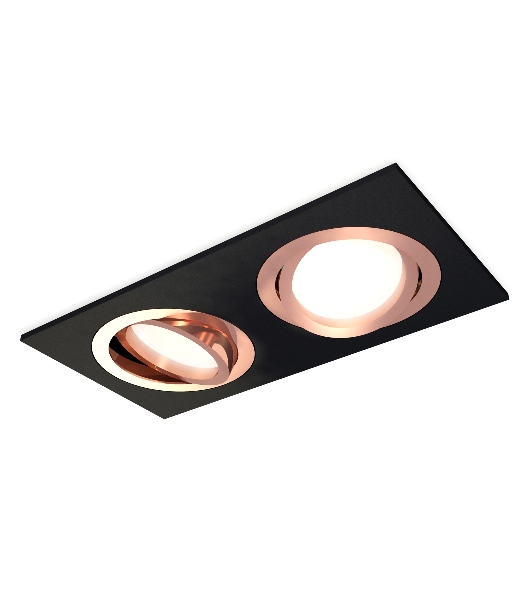 Комплект встраиваемого поворотного светильника Ambrella light XC7636084 SBK/PPG черный песок/золото розовое полированное MR16 GU5.3 (C7636, N7005)