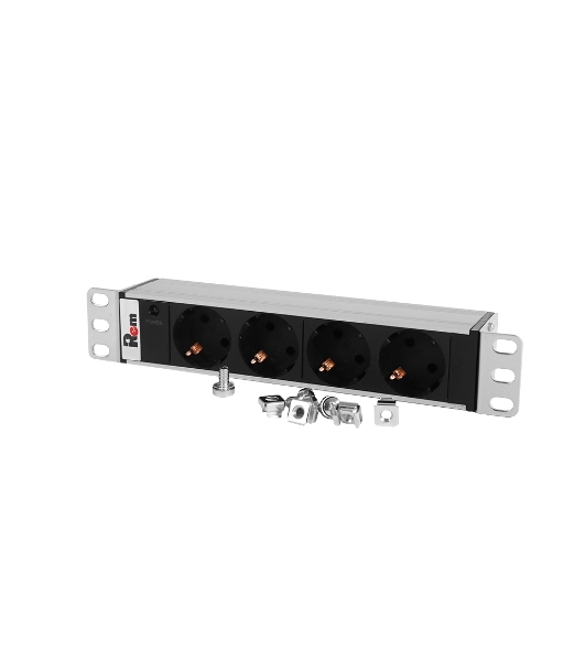 Блок роз Rem-10 без шнура с инд., 4 Sсhuko, вх IEC 60320 C14, 10A алюм. 10'