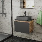Комплект: тумба Bau Dream Blackwood графит 60, 1 ящик, раковина BAU Cerama 48х37, темно-серая, смеситель Hotel Dream Black, черный матовый, фото8