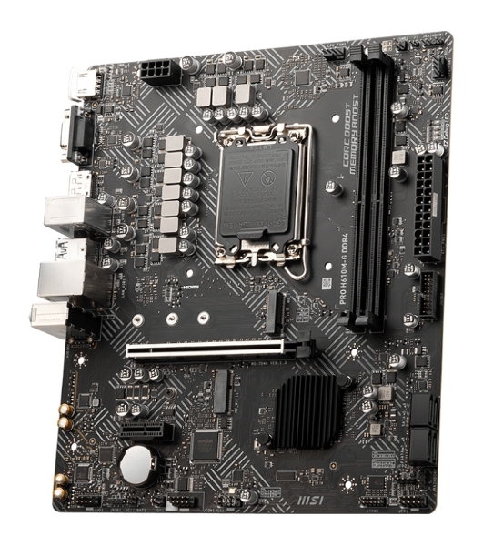 Материнская плата MSI PRO H610M-G DDR4, LGA 1700, Intel H610, 2xDDR4, 4xSATA, 1xM.2, 1xPCIe 4.0 x16, 1xPCIe 3.0 x1, 1xHDMI, 1xDP, 1xVGA, 1xRJ45 1Gb, 2xUSB-A 3.2 Gen 1, 4xUSB-A 2.0, 3x3.5мм, 7.1, mATX