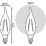 Лампа светодиодная Gauss Filament Свеча на ветру E14 5Вт 4100К Golden, фото 1