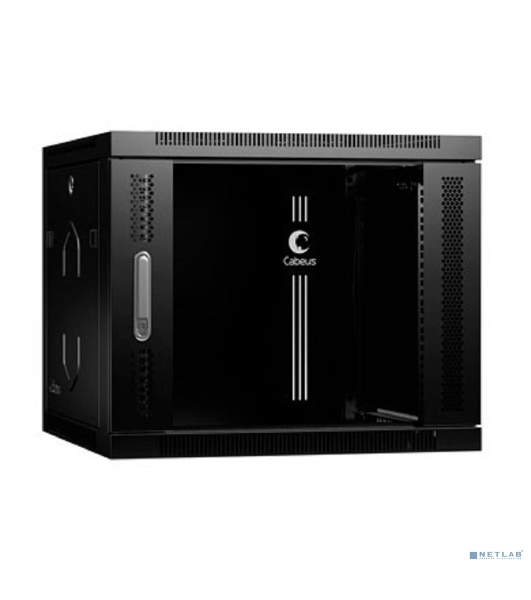 Шкаф телекоммуникационный настенный Cabeus SH-05F, 19', 9U, 501х600х600 мм (ВхШхГ), дверь: стекло, сварной, черный