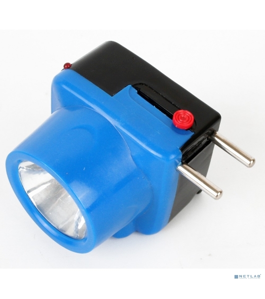 Фонарь налобный аккумуляторный LED5375 220В 0.4Вт LED 2 реж. пластик голуб. Ultraflash 14252