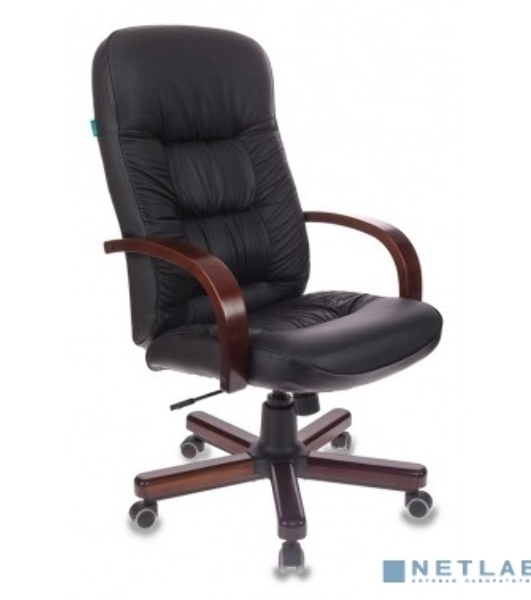Кресло Бюрократ T-9908/WALNUT черный, кожа