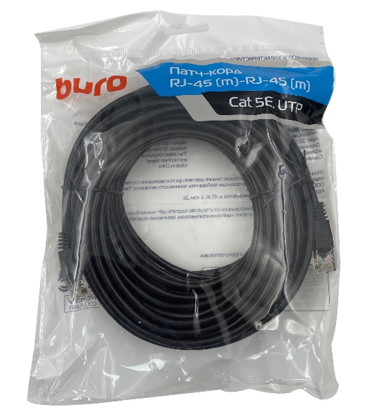 Патч-корд Buro UTP 4 пары cat.5e CCA molded 15м черный RJ-45 (m)-RJ-45 (m)