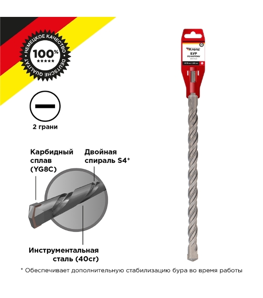 Бур по бетону Kranz 28x600x540 мм SDS PLUS