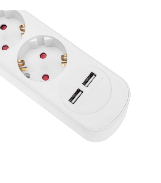 Удлинитель Rexant STANDARD 3 гнезда, 5 м, 3х1,0 мм², с/з, с выключателем, 2 USB, белый