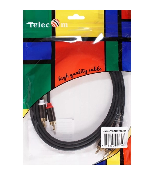 Кабель соединит 2xRCA (M) - 2xRCA (M),1.5m, TelecomPRO TAV7158M-1.5M