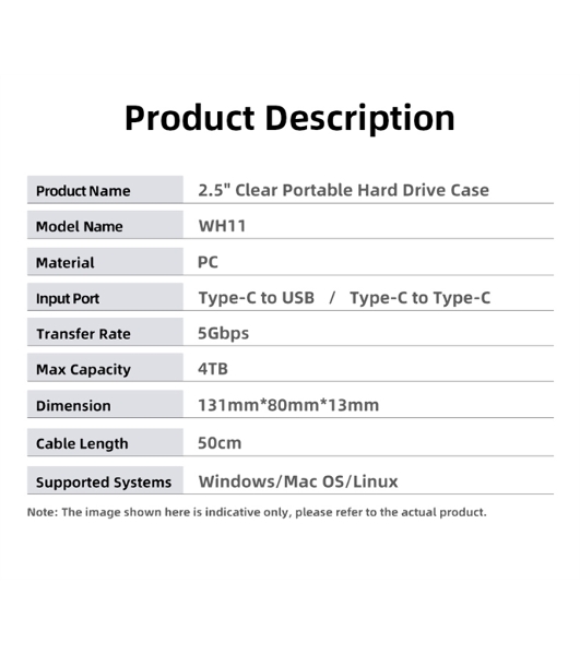 Внешний бокс 2.5 SATA Netac WH11 USB 3.0 NT07WH11-30CC слайд прозрачный корпус