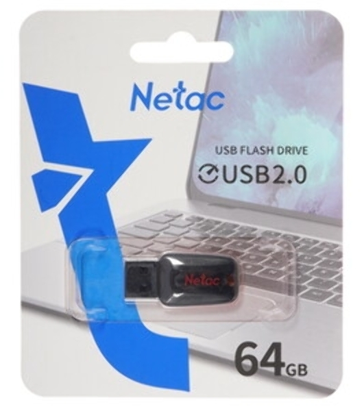 Флешка USB Netac U197 (NT03U197N-064G-20BK), 64Gb, USB 2.0, R/W 25/10, черный/красный