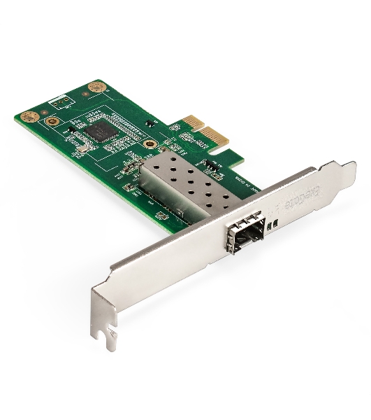 Сетевой адаптер ExeGate EXE-i210-F1 (PCI-E x1 v2.0, порт 1xSFP (медный), 10/100/1000Mbps, Gigabit Server NIC Intel Chipset I210-F1)