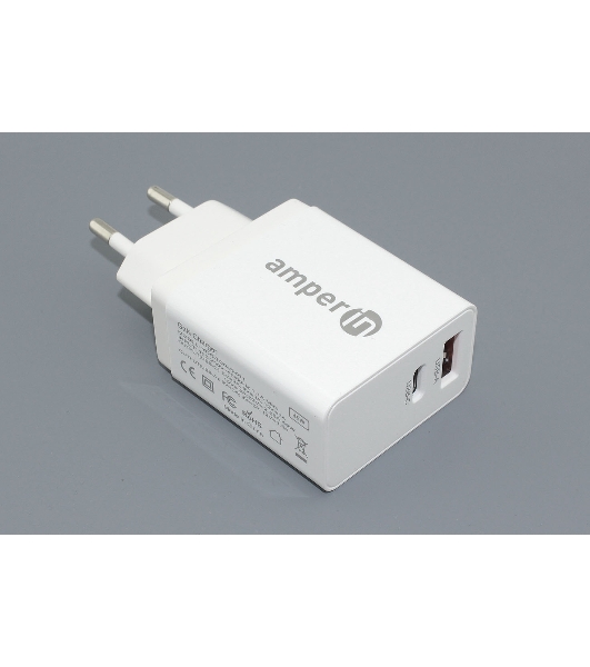 Блок питания (сетевой адаптер) Amperin USB-A, USB-C (YDS-TC045-011PK) 45W, белый