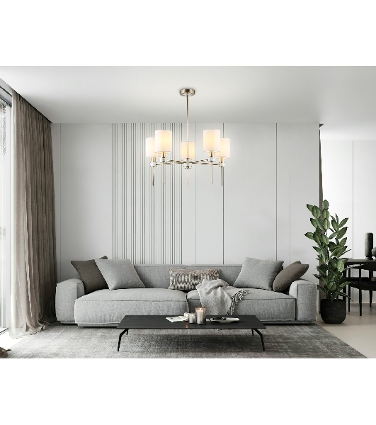 Люстра Ambrella light LH72371/5 DBS/WH темная латунь/белый E14/5 max 40W D680*720