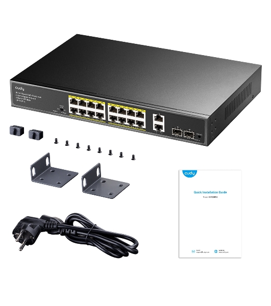 Коммутатор Cudy GS1018PS2, 16×1 Гбит/с, 2×1 Гбит/с Combo (RJ-45/SFP), 2×1 Гбит/с SFP