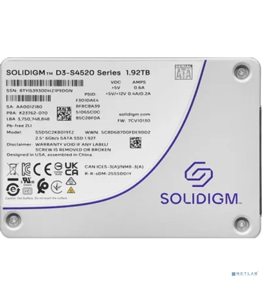 Накопитель SSD Solidigm Intel S4520 Series SSD SATA 2.5' 1.92TB
