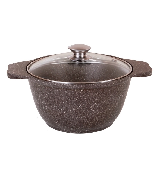 Кастрюля Kukmara КМК22а 2 л, со стеклянной крышкой АП (кофейный мрамор)