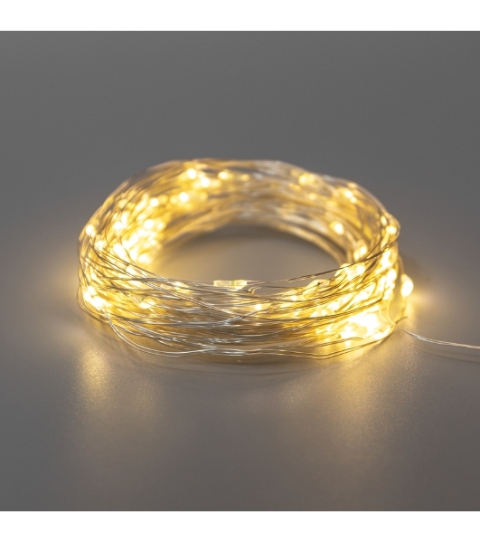 Гирлянда Neon-night Роса 10м, 100 LED, теплый белый, IP44, на батарейках 3хАА, с пультом 8 режимов