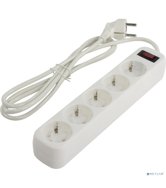 Сетевой фильтр Smartbuy SBSP-18-W Smartbuy One, 10А, 2 200 Вт, 5 розеток, длина 1,8 м, белый (SBSP-18-W)/45
