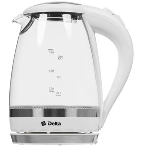 Чайник электрический Delta DL-1202 корпус из жаропрочного стекла, белый, 2200Вт, 1,5л, фото2