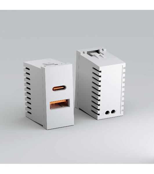 Модульная розетка USB тип A+C 45*22,5 (белый) W1272701