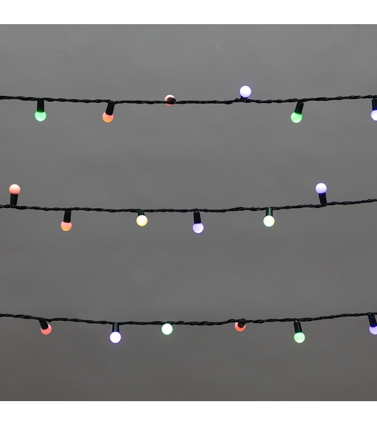 Гирлянда Neon-night 'Мультишарики' 20м, 200 LED, диаметр 15мм, IP44, зеленый провод, свечение мульти (RG/RB), мигание, 230В