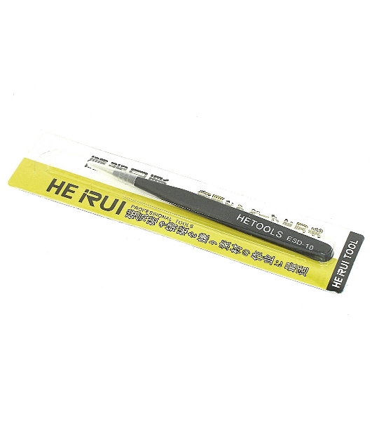 Пинцет HETOOLS ESD-10 прямой, черный 120мм