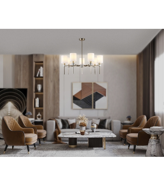 Люстра Ambrella light LH72373/7 DBS/WH темная латунь/белый E14/7 max 40W D840*720