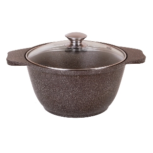 Кастрюля Kukmara 4 л со стеклянной крышкой АП (кофейный мрамор) КМК42а