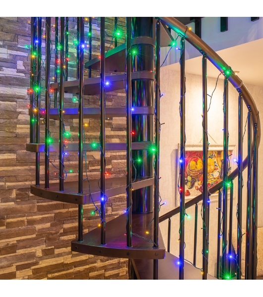 Гирлянда Neon-night 'Твинкл-Лайт' 20 м, темно-зеленый ПВХ, 160 LED, цвет мультиколор