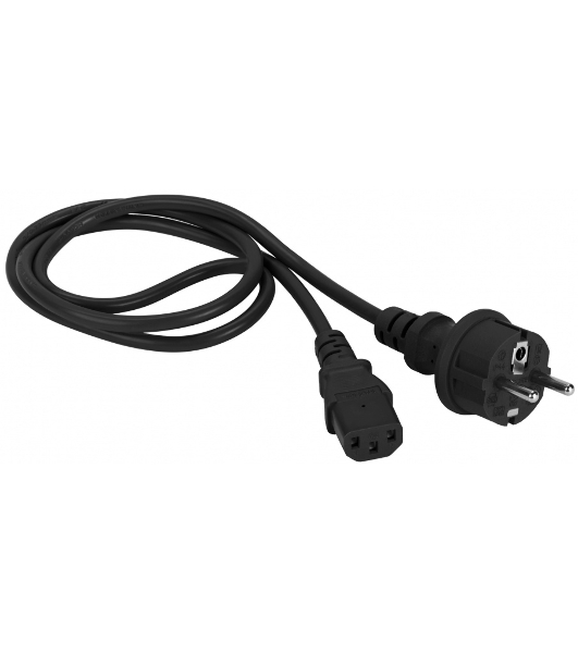 Шнур питания Lanmaster C13-Schuko, 3х0.75, 220В, 10А, черный, 1.5 метра