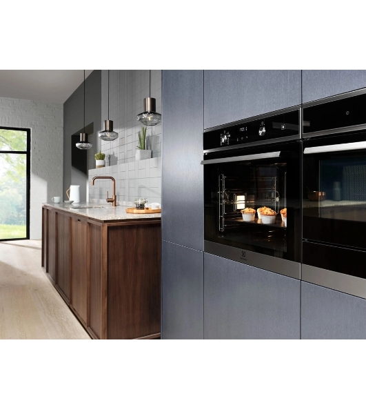 Встраиваемый духовой шкаф Electrolux EOD5F71X с паром, 60 см, каталитическая очистка, 72 л, 8 режимов, нержавеющая сталь,направляющие проволочные + телескопические (1 уровень)