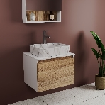 Комплект: тумба Bau Dream Blackwood 60, 1 ящик, раковина прямоугольная BAU Cerama 48х37, мрамор, смеситель Hotel Stil, нерж сталь, фото9