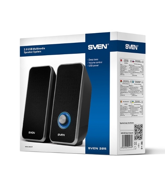 Акустическая система 2.0 SVEN 325, черный, USB, мощность 2x3 Вт(RMS) SVEN 325, черный, USB, акустическая система 2.0, мощность 2x3 Вт(RMS)