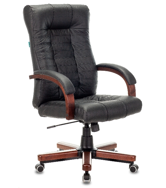 Кресло Бюрократ KB-10WALNUT/B/LEATH черный, кожа