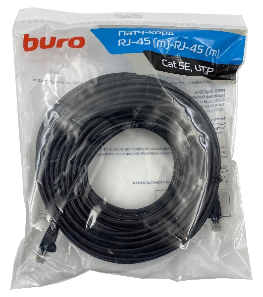 Патч-корд Buro UTP 4 пары cat.5e CCA molded 30м черный RJ-45 (m)-RJ-45 (m)