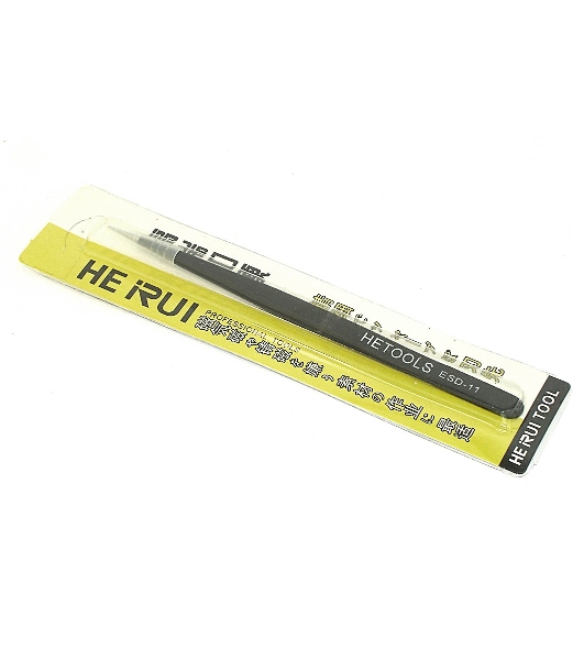 Пинцет HETOOLS ESD-11 прямой, черный 140 мм