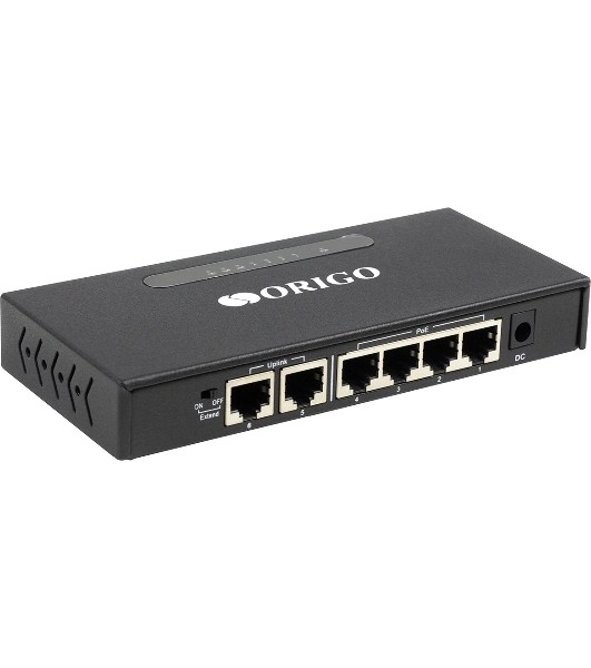 Коммутатор неуправляемый PoE ORIGO OS1206P/60W/A1A 4x100Base-TX PoE+, 2x100Base-TX, PoE-бюджет 60 Вт, корпус металл