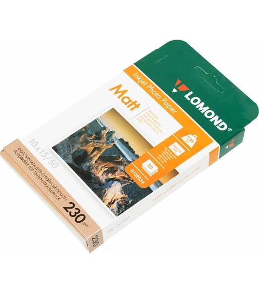 Фотобумага Lomond односторонняя матовая, 230г/м2 A6 (10X15)230г/50л. для струйной печати