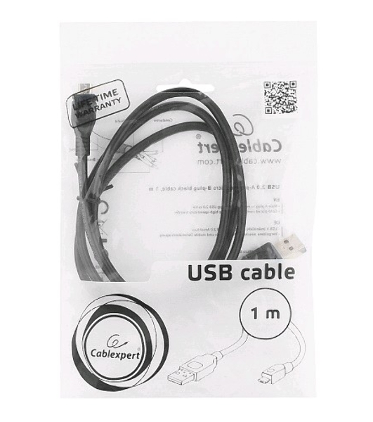 Кабель USB2.0 Pro Cablexpert CCP-mUSB2-AMBM-1M, AM/microBM 5P, 1м, экран, черный, пакет