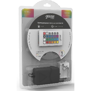 Лента светодиодная Basic в комплекте Gauss 12V 10W/m 700lm/m RGB IP20 LED 3m 1/50