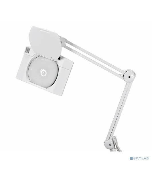 Лупа на струбцине Rexant, квадратная, 5D, с подсветкой 60 SMD LED, сенсорный регулятор яркости, белая