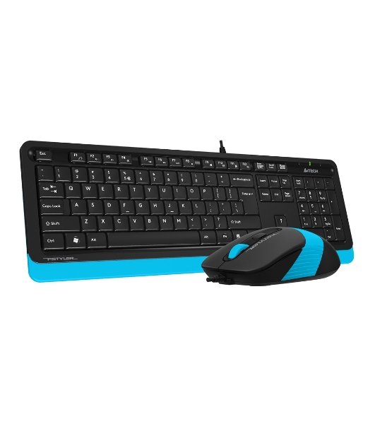 Комплект клавиатура+мышь A4Tech FStyler F1010 проводной, USB, 1600 DPI, чёрный/синий