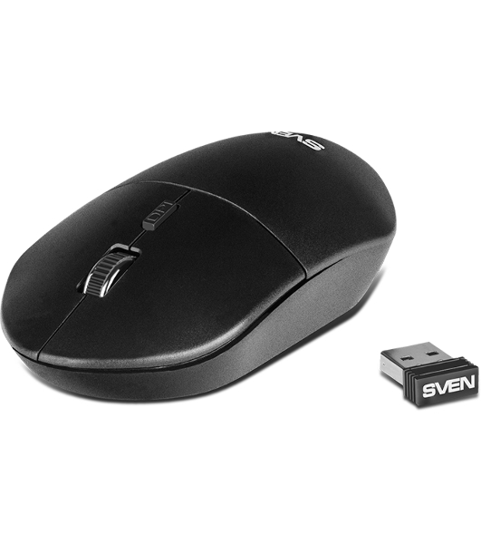 Мышь беспроводная SVEN RX-515SW черный, 1600 dpi, радиоканал, USB, кнопки - 4