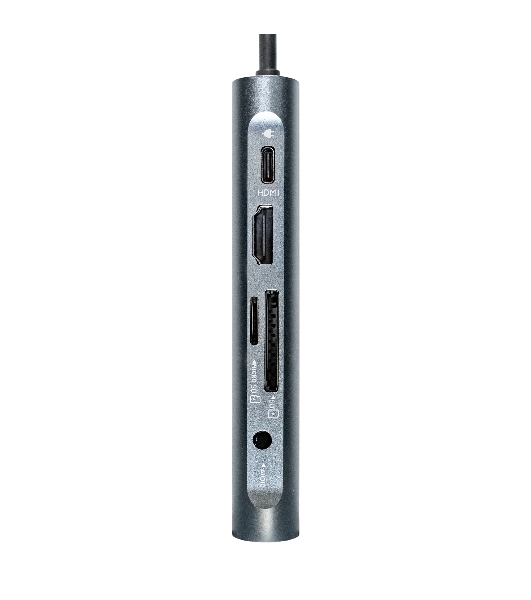 USB-концентратор ExeGate EX293985RUS DUB-31C/MAX (кабель-адаптер USB Type-C --> 3xUSB3.0 + Card Reader + PD 100W + HDMI 4K@30Hz + VGA + Audio + Lan RJ45 10/100/1000Mb, Plug&Play, серый)