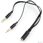Кабель аудио Cablexpert CCAB-02-35F2M-0.2MB. 3.5 Jack 4pin(F)/2х 3.5 Jack(M) наушники и микрофон, черный, 0.2м, блистер, фото3