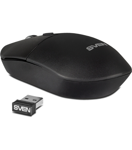 Мышь беспроводная SVEN RX-515SW черный, 1600 dpi, радиоканал, USB, кнопки - 4
