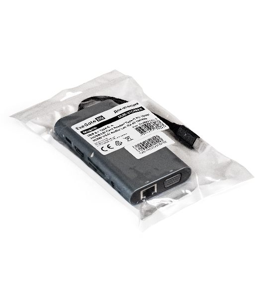 USB-концентратор ExeGate EX293985RUS DUB-31C/MAX (кабель-адаптер USB Type-C --> 3xUSB3.0 + Card Reader + PD 100W + HDMI 4K@30Hz + VGA + Audio + Lan RJ45 10/100/1000Mb, Plug&Play, серый)